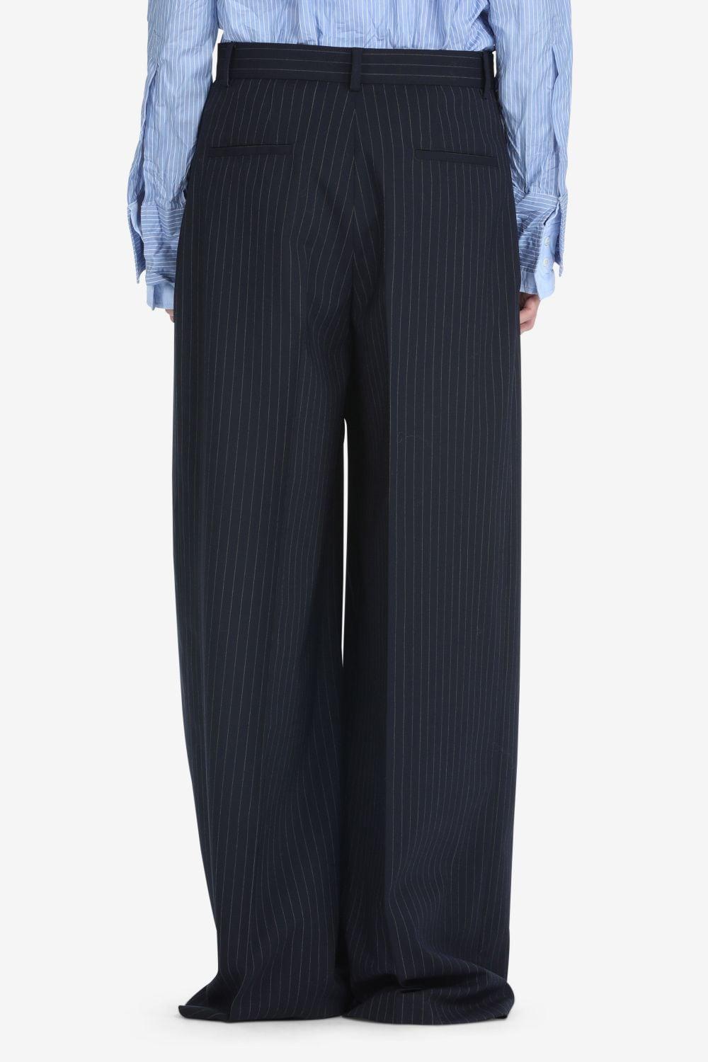 PANTALONI GESSATI A GAMBA AMPIA