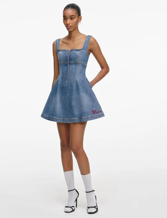 minidress denim spallini RS26-812S-BL BLUE SELF-PORTRAIT