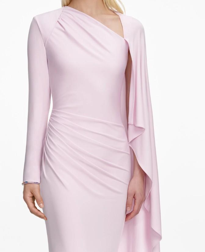 lungo mantella spacco arricciato cristalli manica RS26-505X-P PINK SELF-PORTRAIT