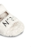LOGO-EMBROIDERED ECO-SHEARLING SANDALS
