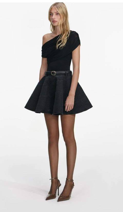 maglia monospalla RS26-108T-B BLACK SELF-PORTRAIT 