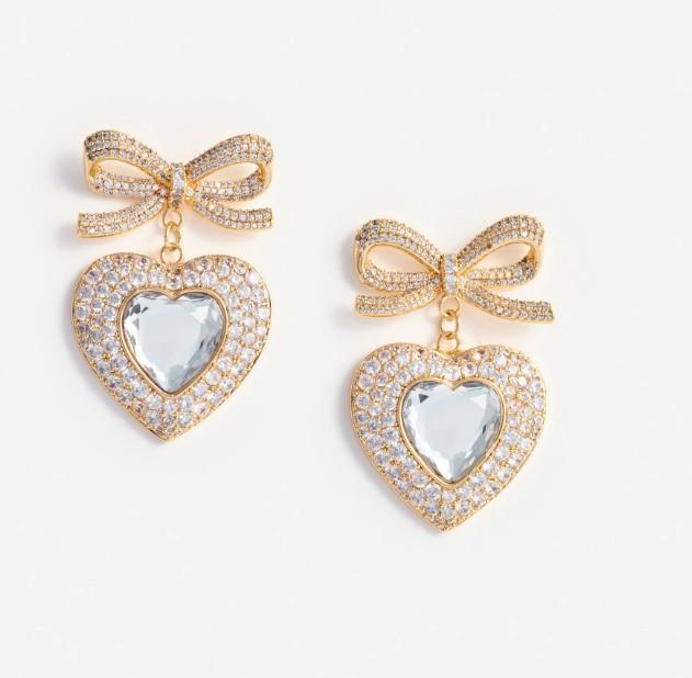 bow crystal heart AW25-615E-GD GOLD SELF-PORTRAIT 