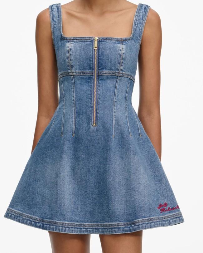 minidress denim spallini RS26-812S-BL BLUE SELF-PORTRAIT 
