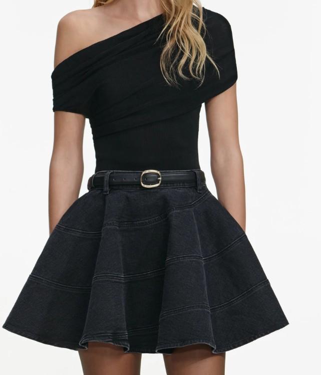 maglia monospalla RS26-108T-B BLACK SELF-PORTRAIT 