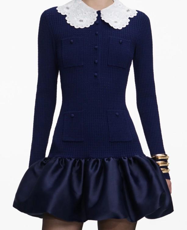 minidress  magli e tafeta RS26-106SB-N NAVY SELF-PORTRAIT 