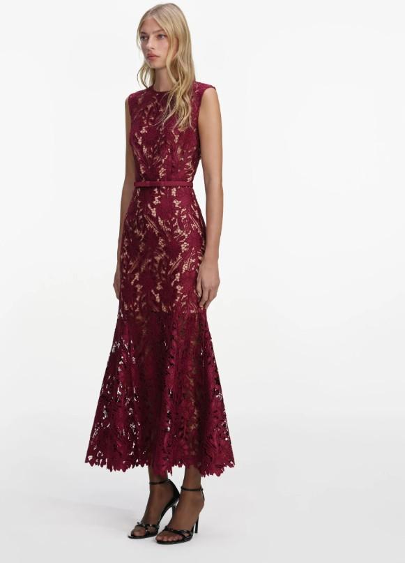 lungo smanicato pizzo RS26-167MA-BU BURGUNDY SELF-PORTRAIT 