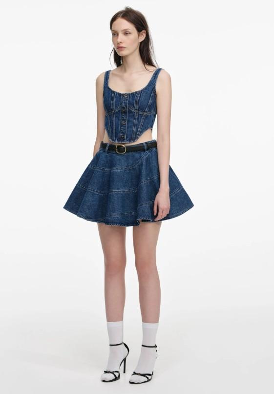 corpetto denim RS26-819T-BL BLUE SELF-PORTRAIT 