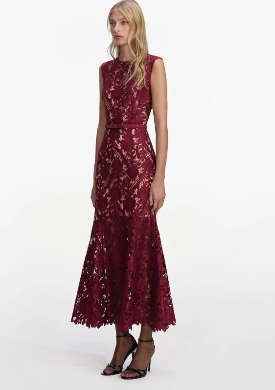 lungo smanicato pizzo RS26-167MA-BU BURGUNDY SELF-PORTRAIT 
