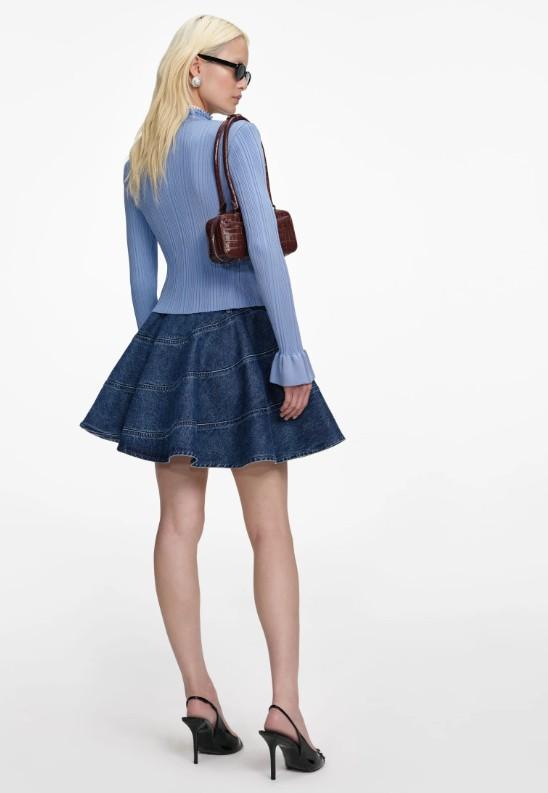 maglia costine perline RS26-555C-BL BLUE SELF-PORTRAIT 