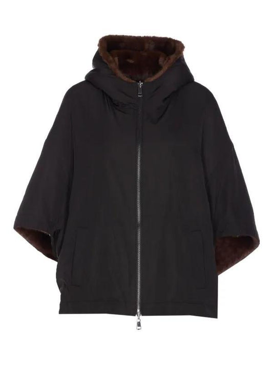 cappucio reversibile nylon/ecopelliccia 25741 ML961-98 BROWN LOU ANDREA 