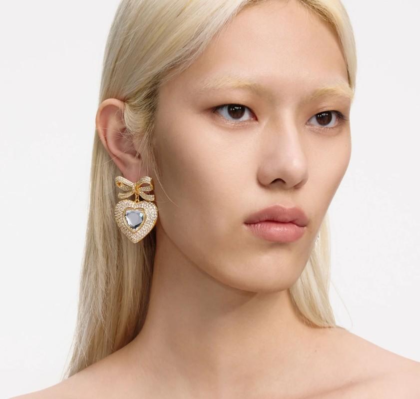 bow crystal heart AW25-615E-GD GOLD SELF-PORTRAIT 