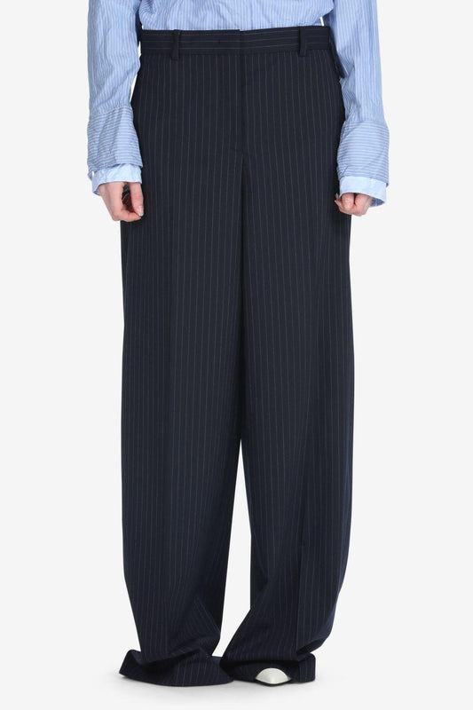 PANTALONI GESSATI A GAMBA AMPIA