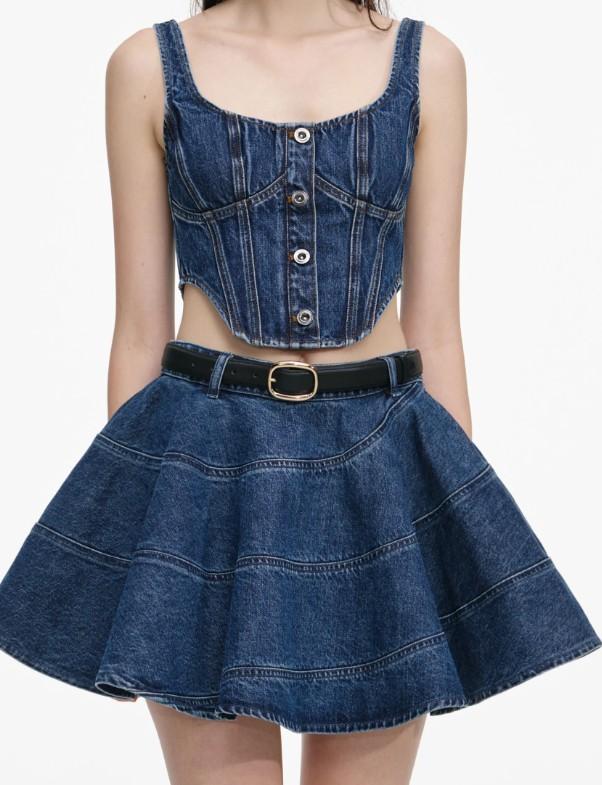 corpetto denim RS26-819T-BL BLUE SELF-PORTRAIT 