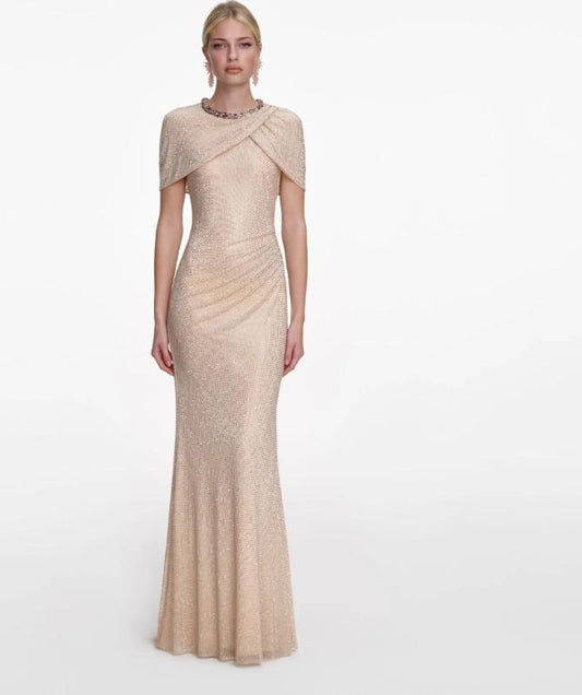 lungo fullcristal mantellina RS26-502X-CH CHAMAGNE SELF-PORTRAIT 