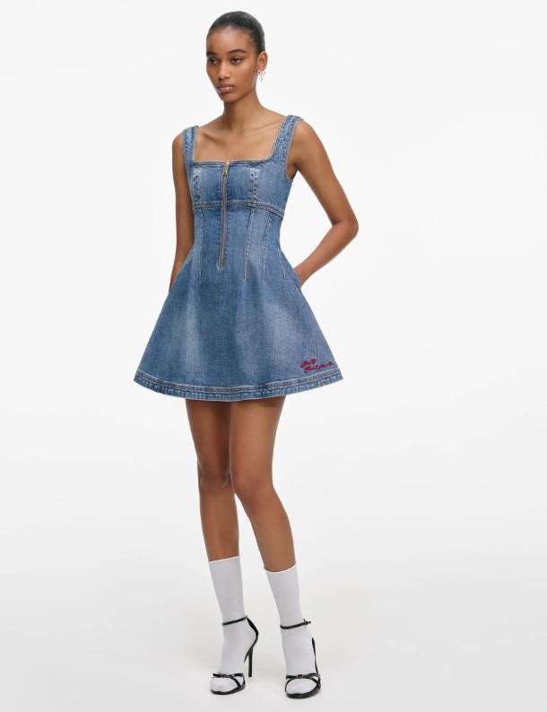 minidress denim spallini RS26-812S-BL BLUE SELF-PORTRAIT 
