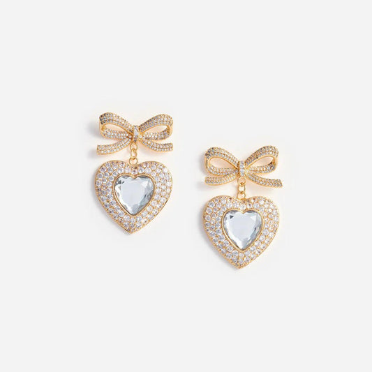 bow crystal heart AW25-615E-GD GOLD SELF-PORTRAIT 
