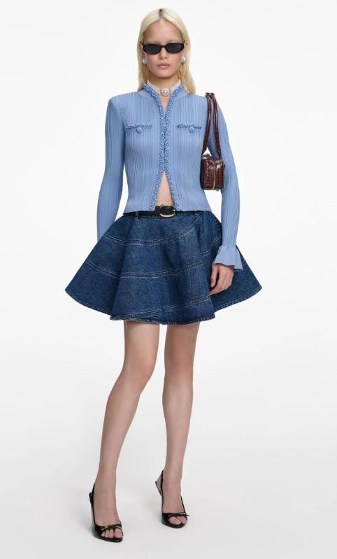 maglia costine perline RS26-555C-BL BLUE SELF-PORTRAIT 