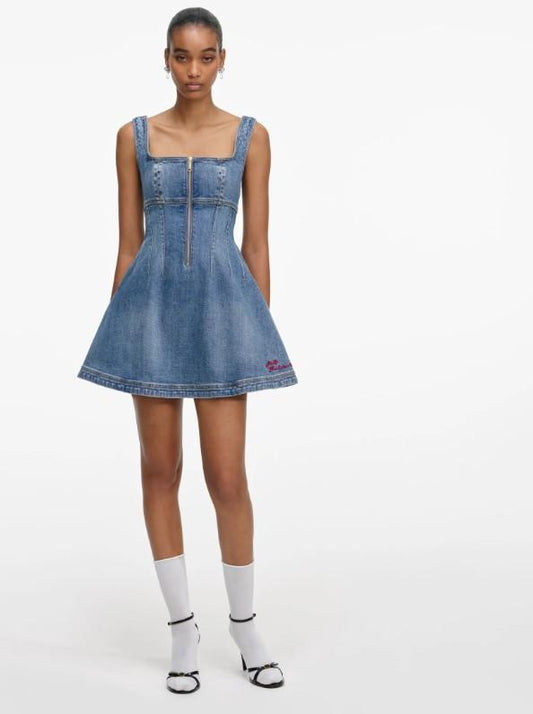 minidress denim spallini RS26-812S-BL BLUE SELF-PORTRAIT 