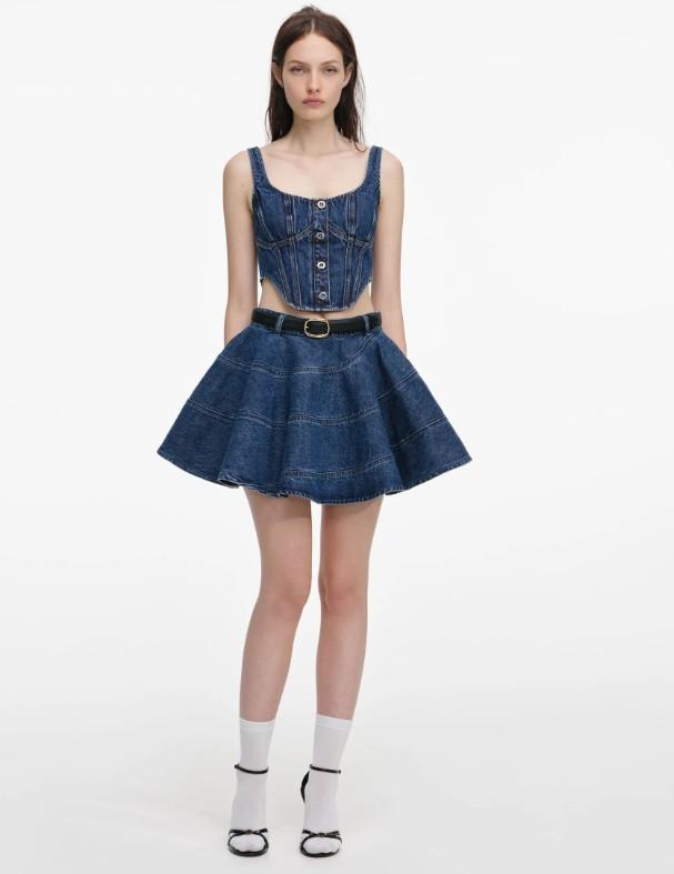 corpetto denim RS26-819T-BL BLUE SELF-PORTRAIT 