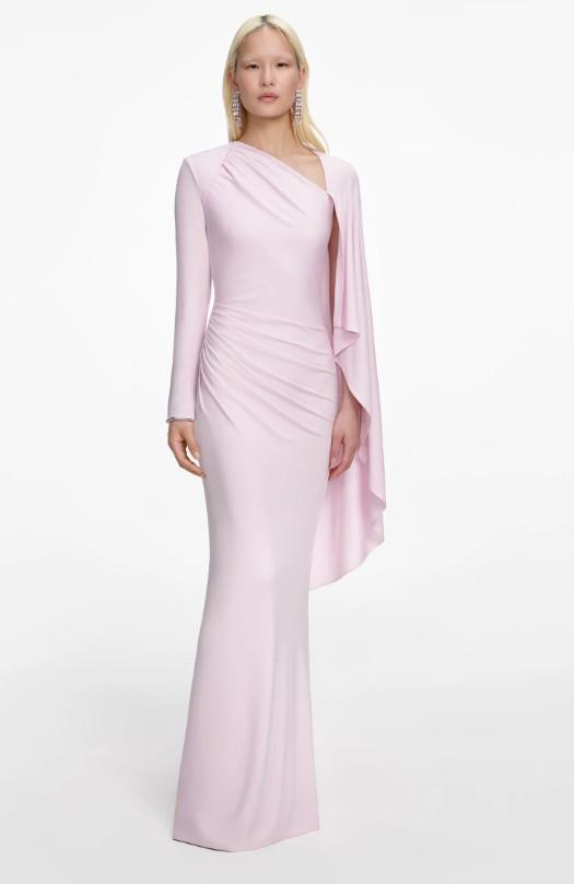 lungo mantella spacco arricciato cristalli manica RS26-505X-P PINK SELF-PORTRAIT 