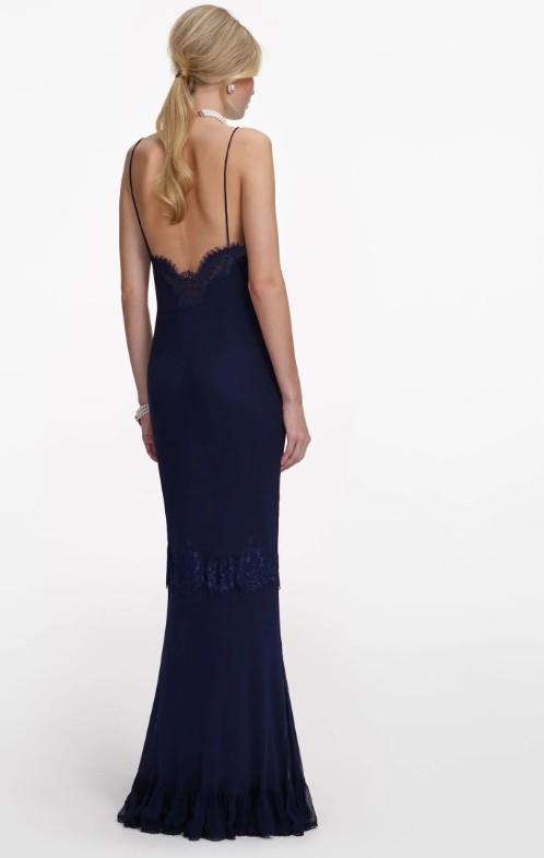 lungo smanicato pizzo balza RS26-176X-N NAVY BLUE SELF-PORTRAIT 