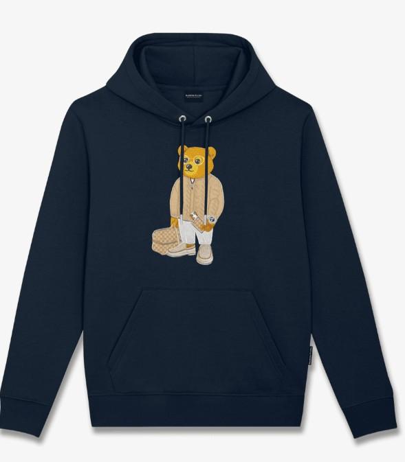 FIL146-HOOD EMBROIDERED NAVY BLUE BARON FILOU 