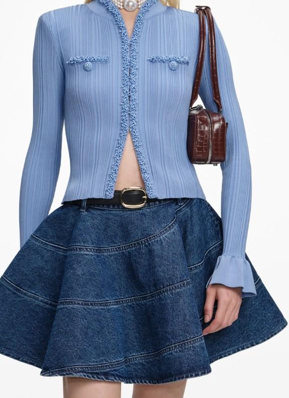 maglia costine perline RS26-555C-BL BLUE SELF-PORTRAIT 