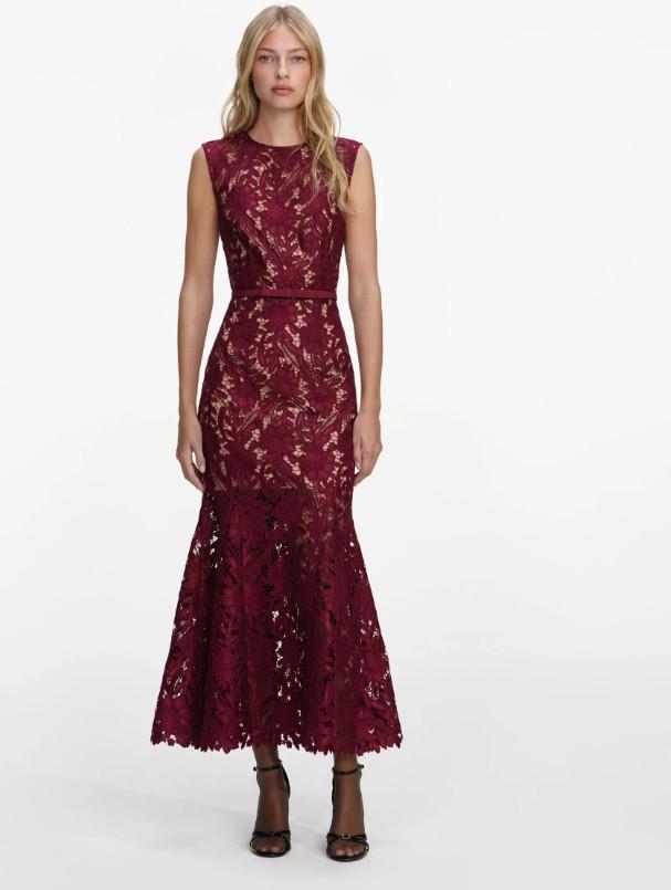 lungo smanicato pizzo RS26-167MA-BU BURGUNDY SELF-PORTRAIT 