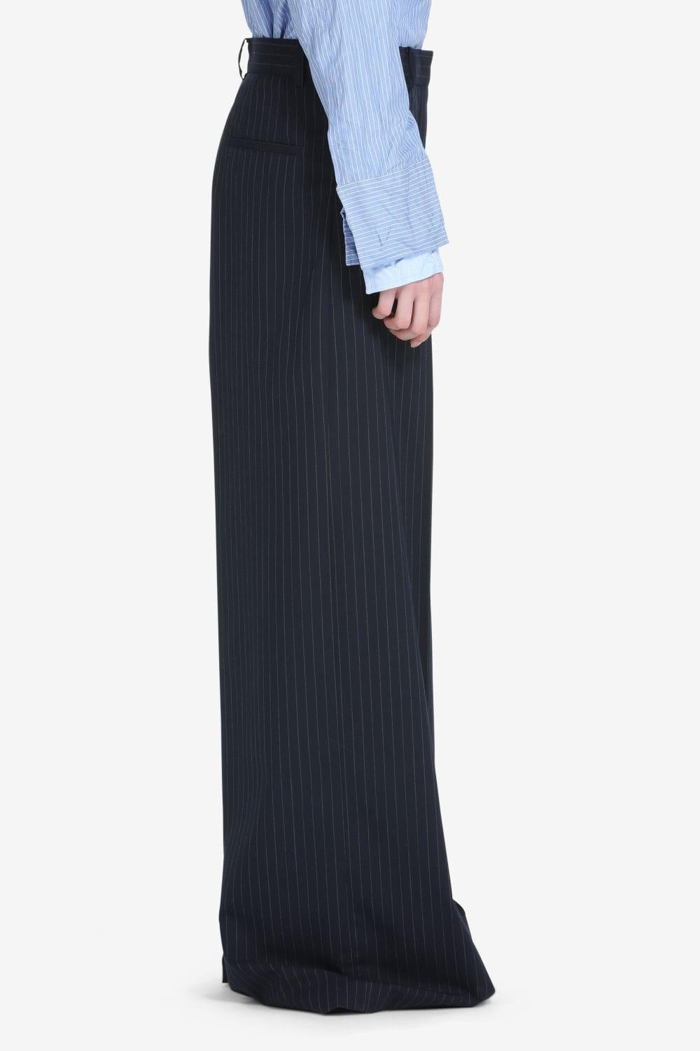 PANTALONI GESSATI A GAMBA AMPIA