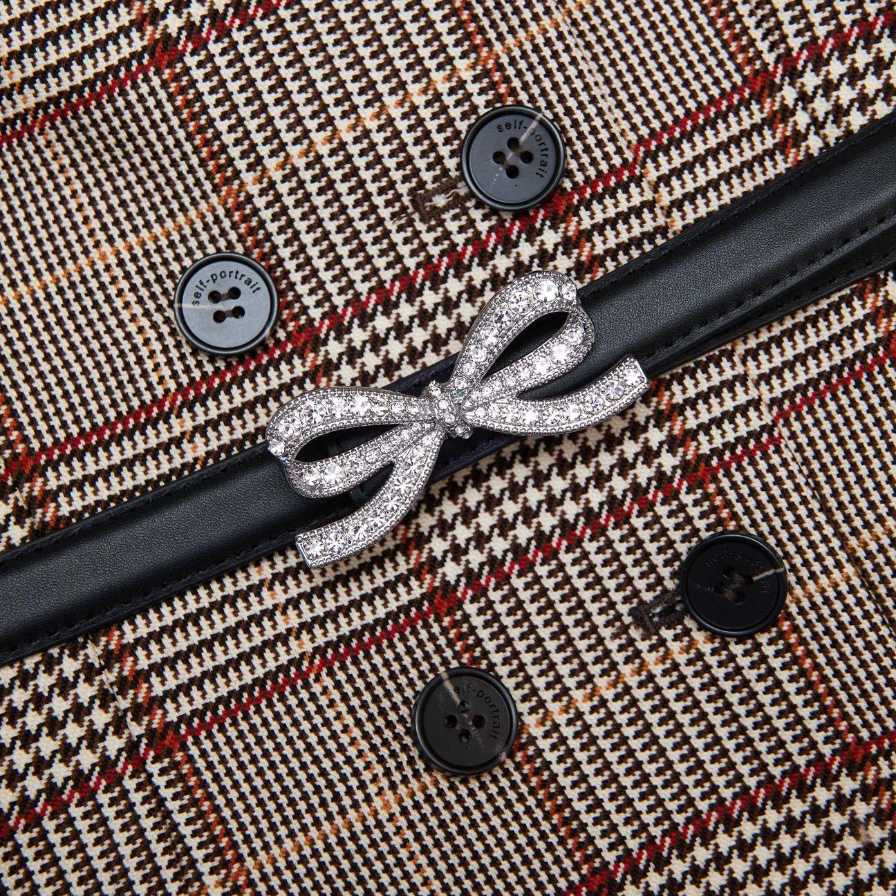 corto con cintura principio di galles mezza manica AW25-082SA-BR BROWN SELF-PORTRAIT 