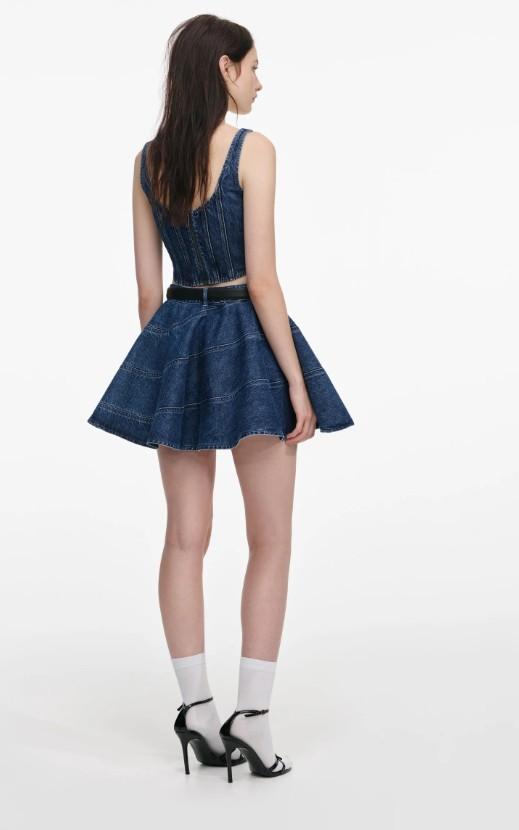 corpetto denim RS26-819T-BL BLUE SELF-PORTRAIT 