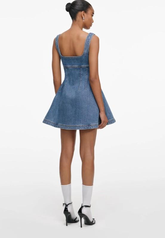 minidress denim spallini RS26-812S-BL BLUE SELF-PORTRAIT 