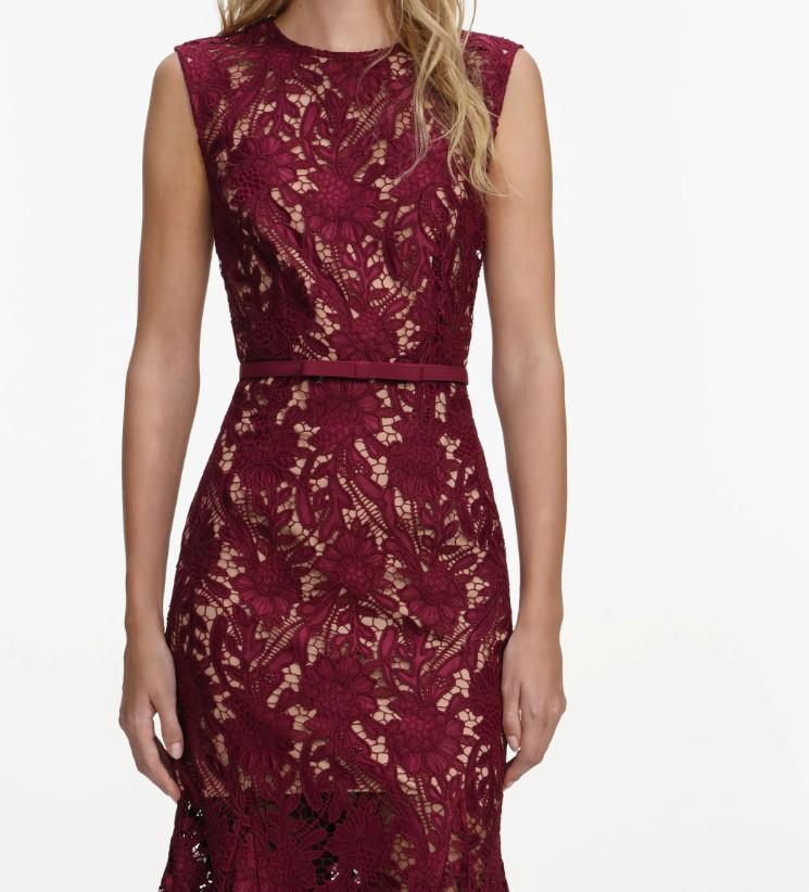 lungo smanicato pizzo RS26-167MA-BU BURGUNDY SELF-PORTRAIT 