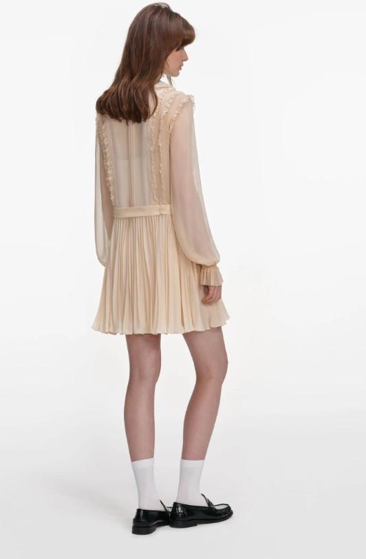 mini dress chifon bottoni e cintura RS26-034S-T TAN SELF-PORTRAIT 