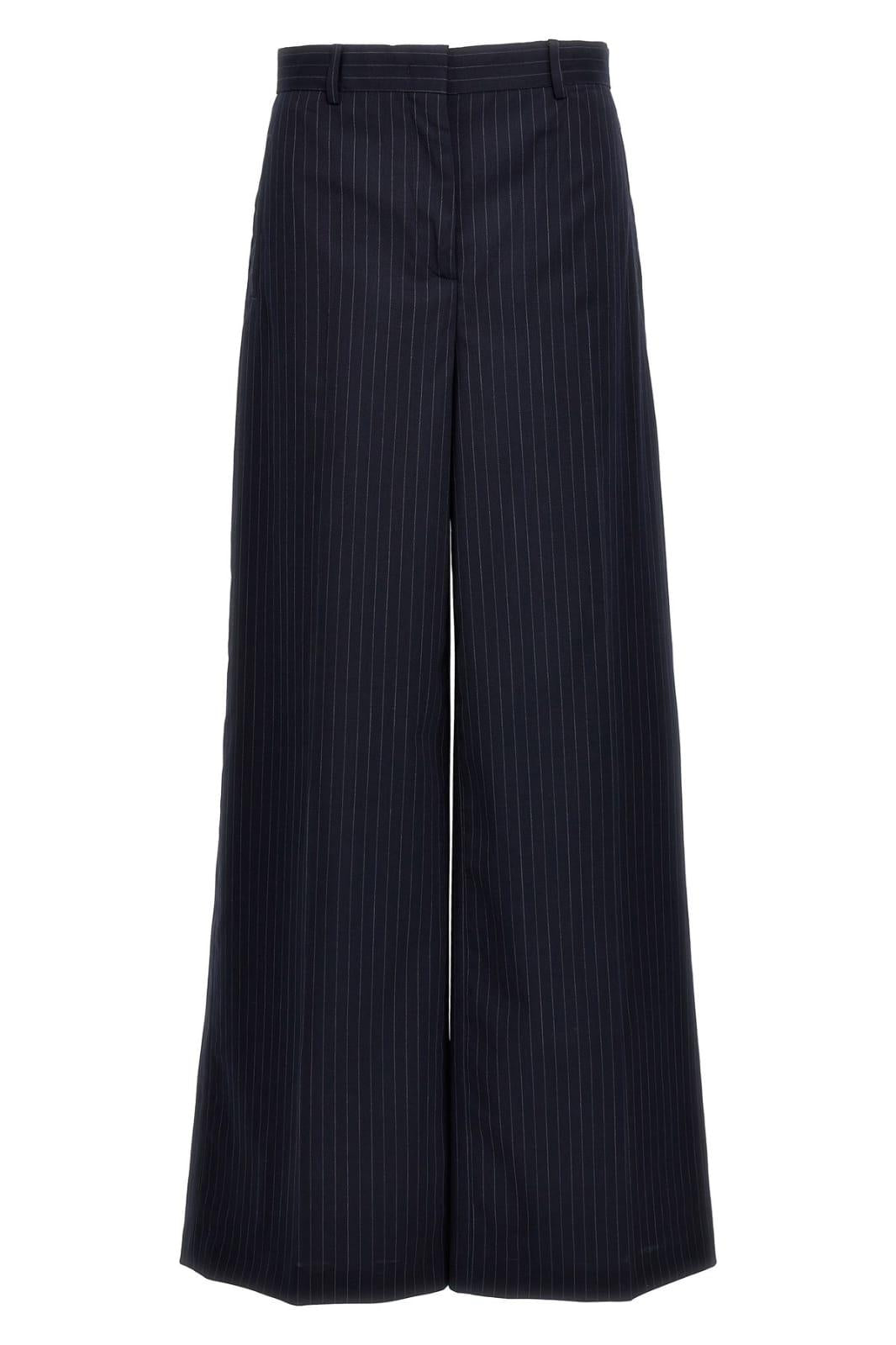 PANTALONI GESSATI A GAMBA AMPIA