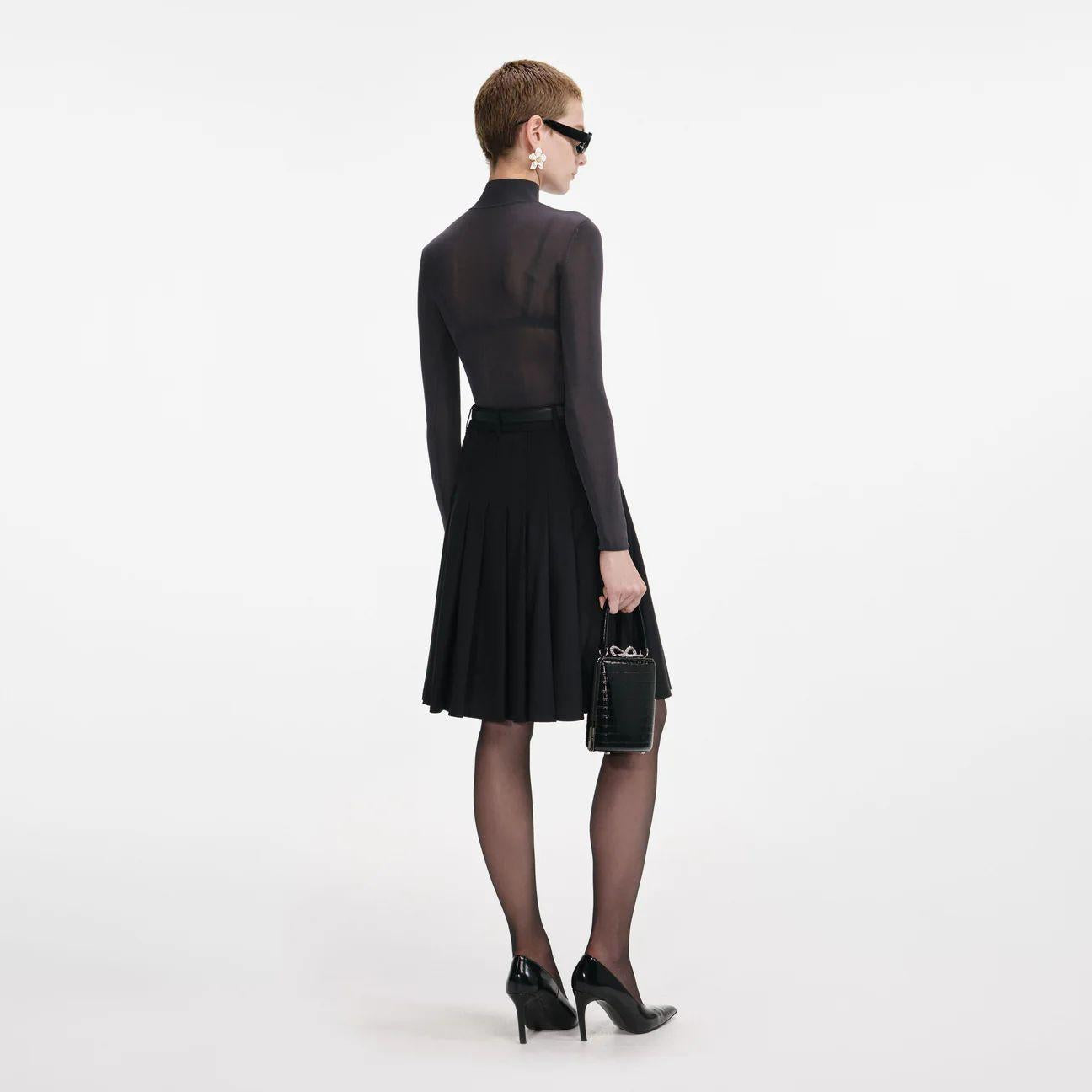 plisset con cintura AW25-107MSK-B BLACK SELF-PORTRAIT 