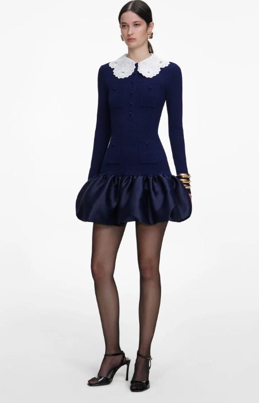 minidress  magli e tafeta RS26-106SB-N NAVY SELF-PORTRAIT 