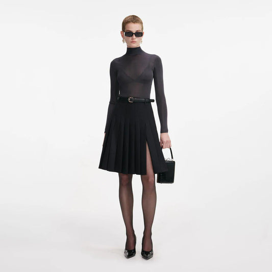 plisset con cintura AW25-107MSK-B BLACK SELF-PORTRAIT 